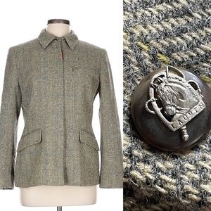 Vintage Lauren Ralph Lauren Equestrian Shetland Wool Zip Blazer Jacket Womens 10
